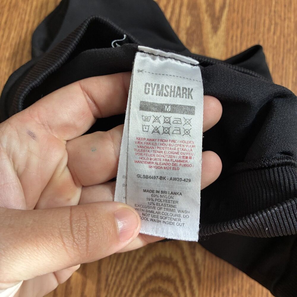 Gymshark Black Scoop Neck Sports Bra M Full Coverage Supportive Compression Gym